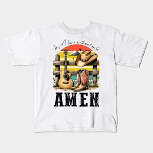 Love of Country Music Amen Retro Country Music Heartbeat Western Cowboy Cowgirl Gift Kids T-Shirt